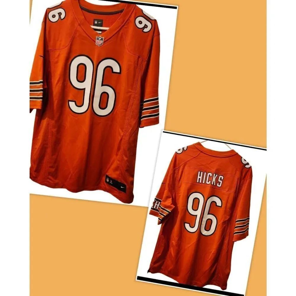 NFL Chicago Bears #96 Akiem Hicks Orange Alternate Jersey Size L NWOT